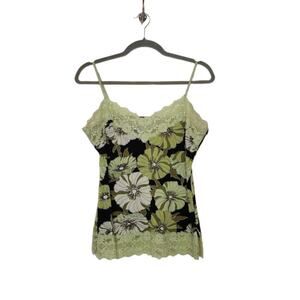Vintage Y2k Lace Floral Cami Boho Flowers Tank Top Shirt Perseptions Large